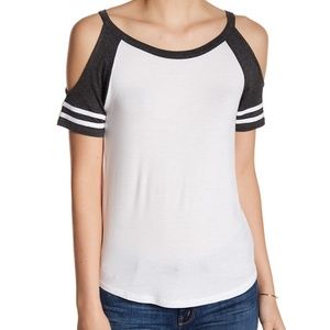 Abound Cold Shoulder Baseball Tee Gray While NWOT